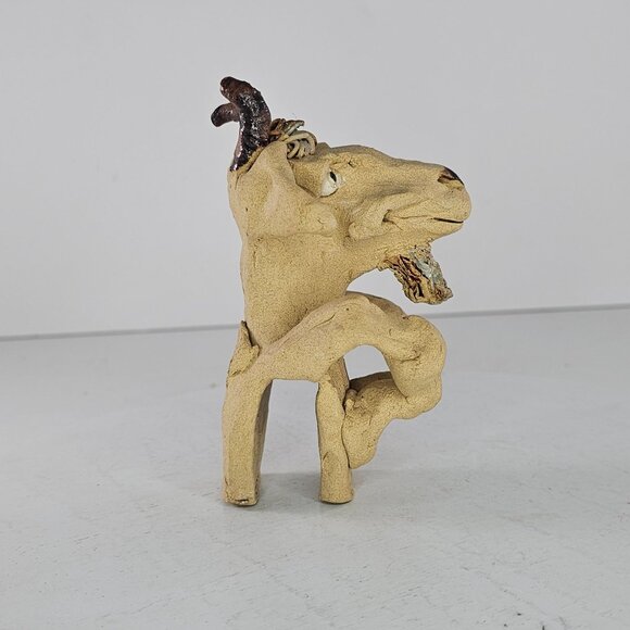 Whimsical Goat Clay Sculpture Pot Hanger Sitter By Kay - Picture 7 of 9